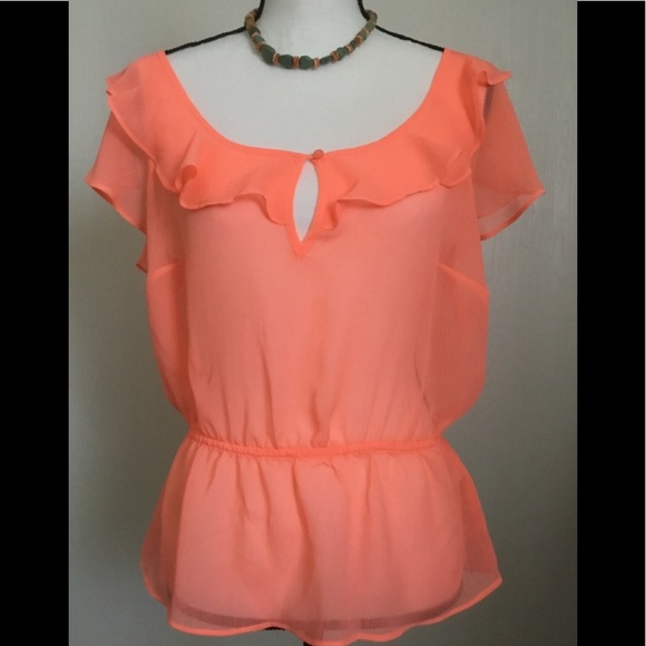 H&M Coral Peplum Top - Picture 1 of 5